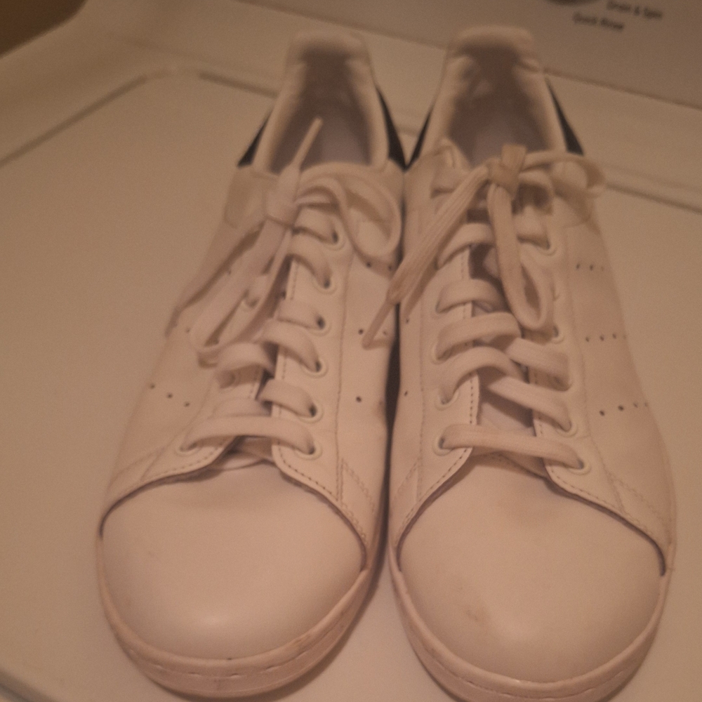 White Sneakers with Black Accents